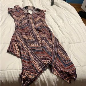 A multi color long dress.